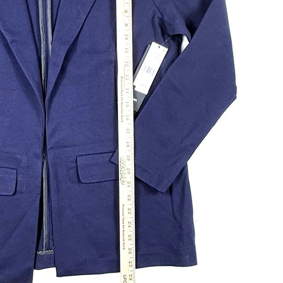 NWT Liverpool Los Angeles Womens Navy Blue Knit Blazer Open Front Jacket Size L - Picture 5 of 7